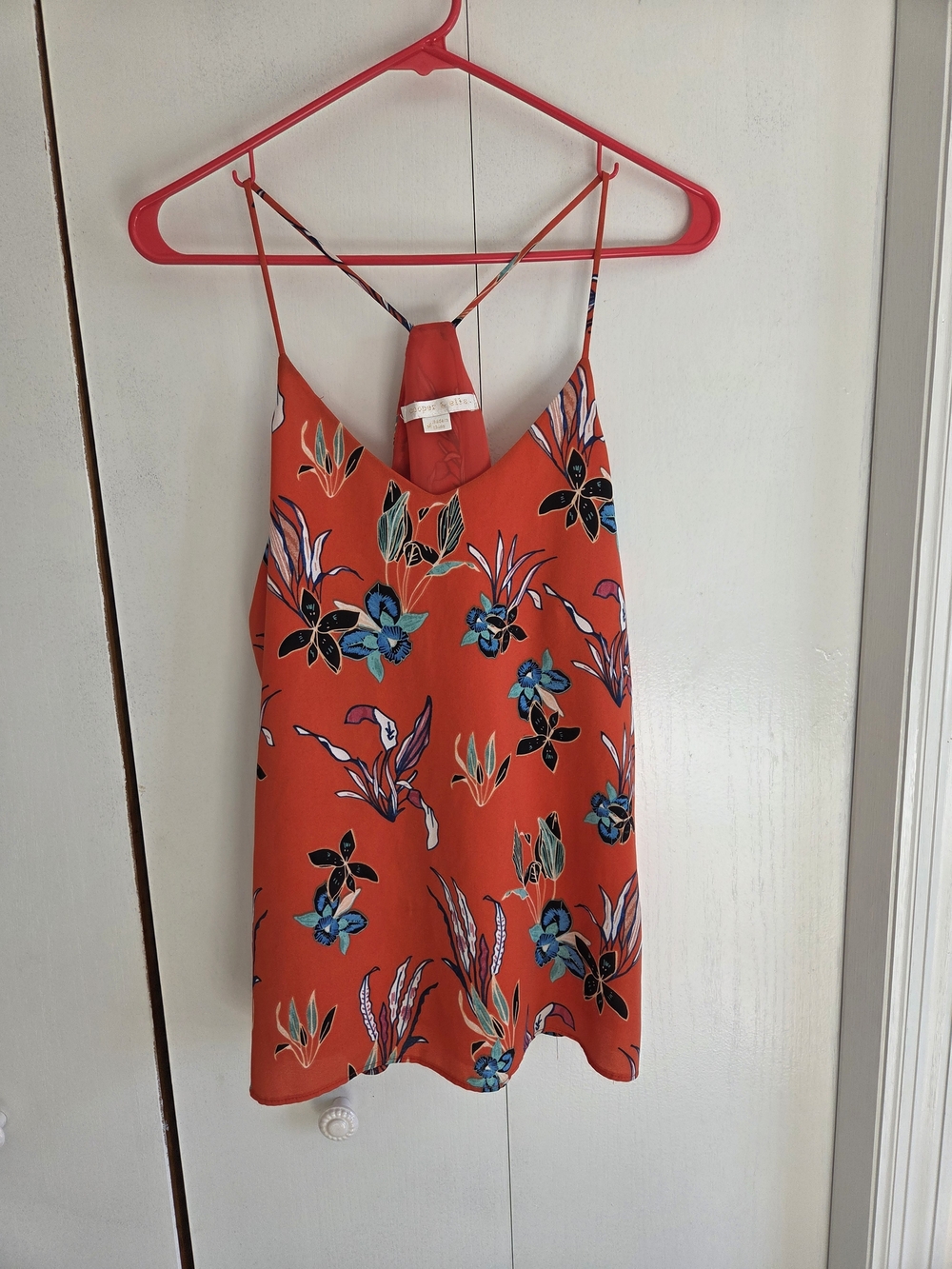 cooper & ella Orange Floral Spaghetti Strap Cami